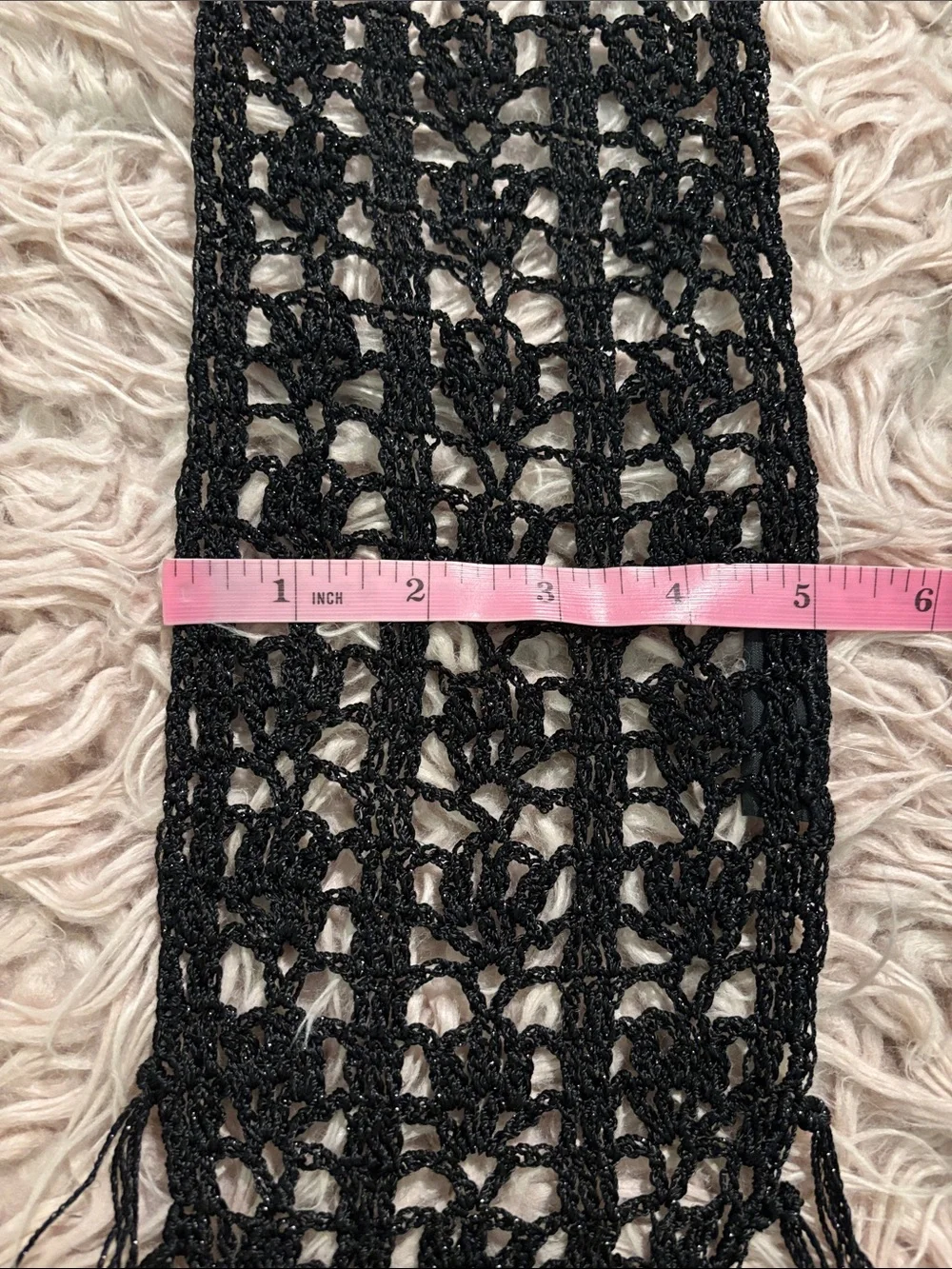 New York & Company Crochet Knit Fringe Scarf/Belt - Picture 6 of 8